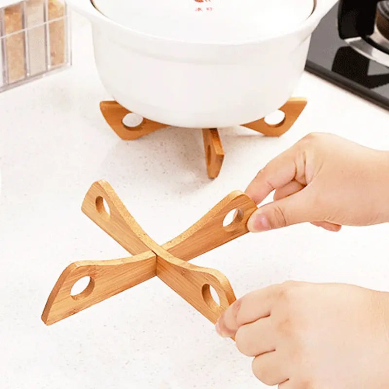 Wooden Cross Tray Holder and Heat-Resistant Table Mat