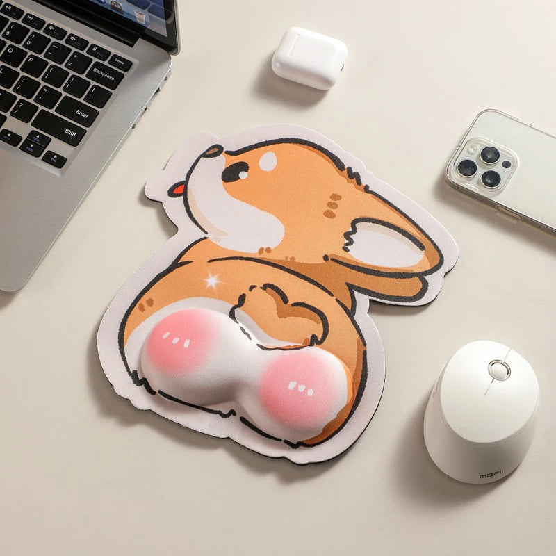 Corgi Cat Wrist Rest Mouse Pad - Memory Foam Anti-Slip Desk Mat