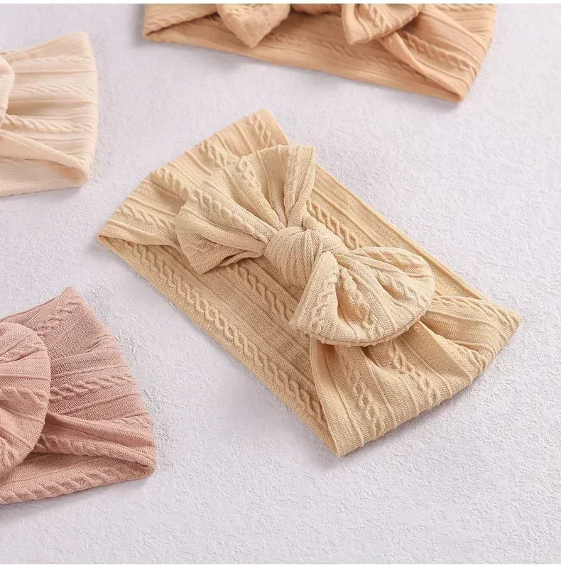 Elastic Baby Bow Headband - Soft Jacquard Newborn Hair Accessory