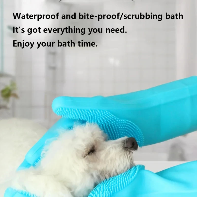 Rubber Pet Grooming Cleaning Glove for Bath Time