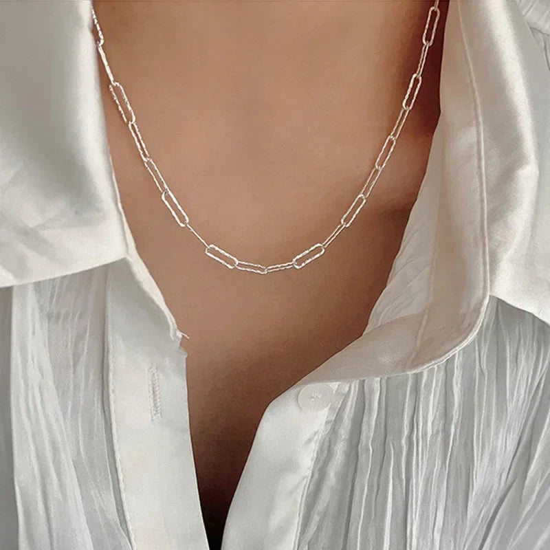 Sparkling Silver Color Clavicle Chain Necklace