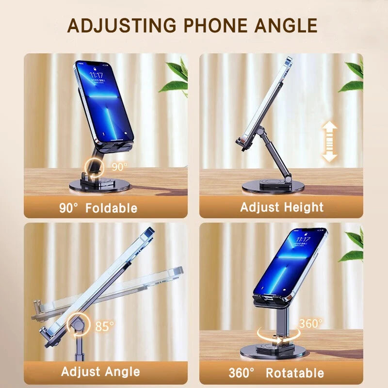 360 Degree Metal Desk Phone Stand - Adjustable Tablet Holder