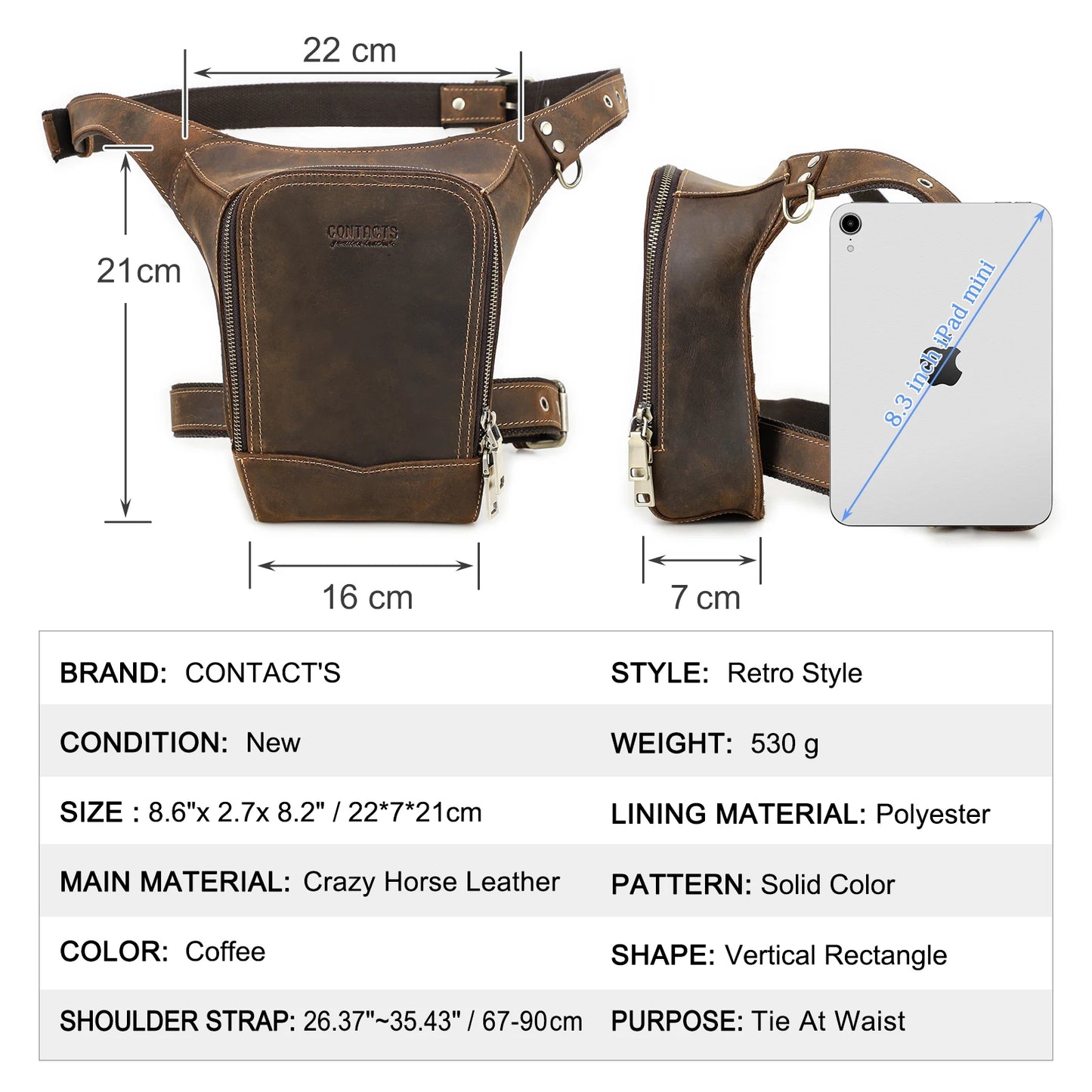 Genuine Leather Motorcycle Leg Bag - Vintage Rider Waist Pack