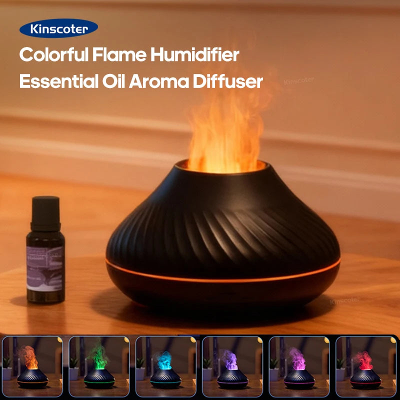 Volcanic Aroma Diffuser - 130ML USB Humidifier with Flame Light