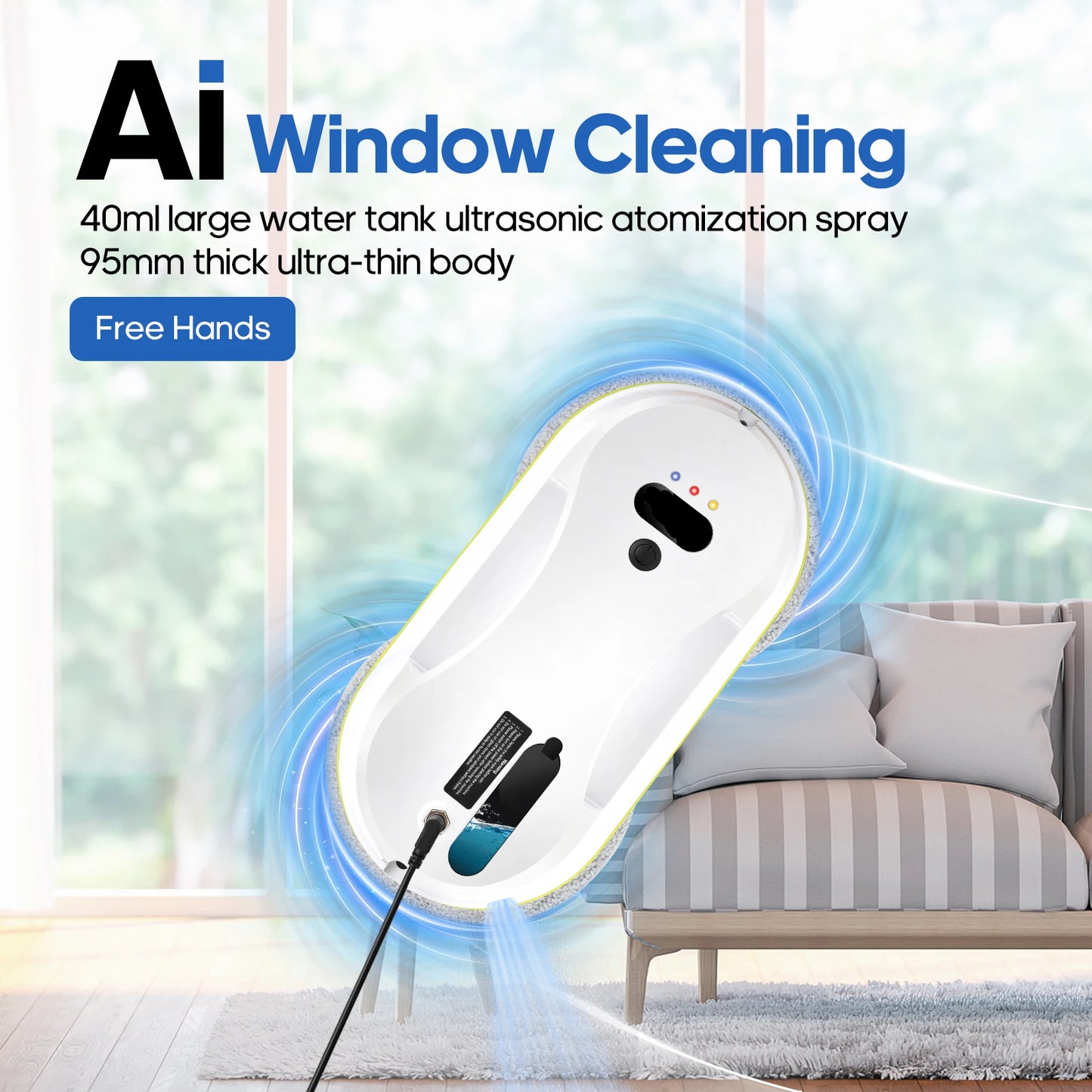 Automatic Window Cleaning Robot - Water Spray Glass Wiper with Remote
