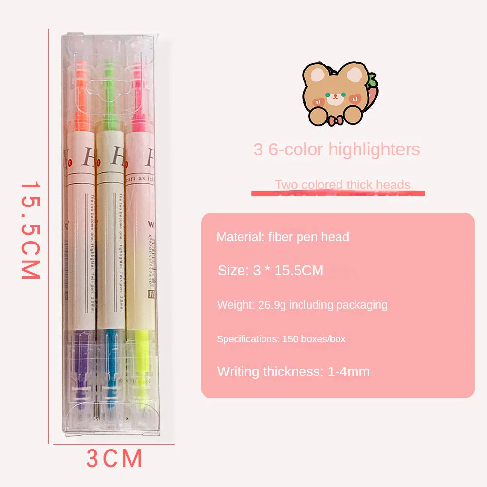 Double-Head Pastel Highlighter Marker Set - 6 Colors