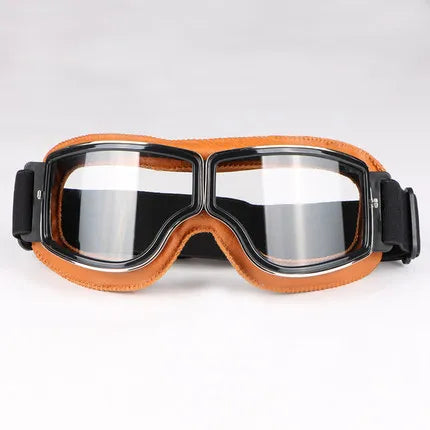 Retro Windproof Motorcycle Helmet Glasses - Brown