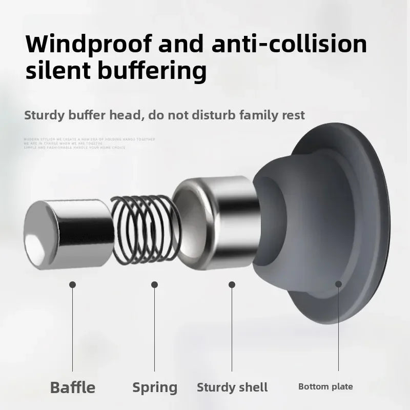No-Drill Silicone Door Stopper with Wall Protection