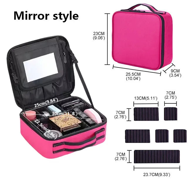 Waterproof Travel Makeup Case - Zipper Cosmetic Organizer Bag