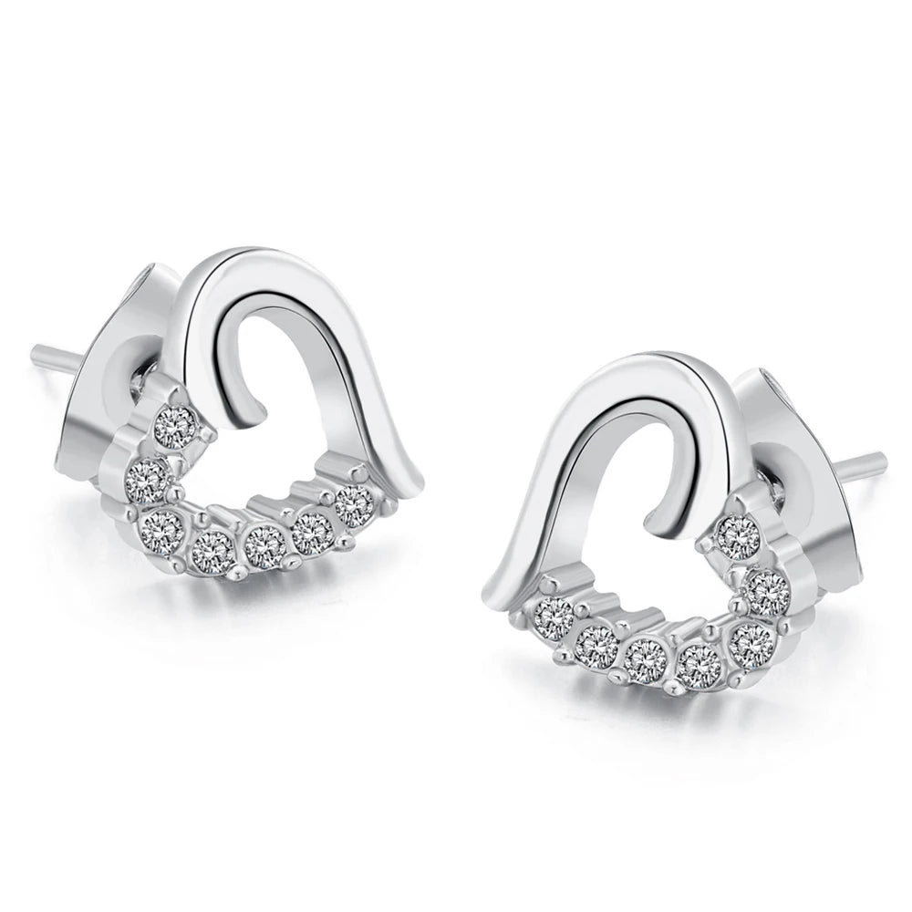 Intertwined Heart Crystal Stud Earrings