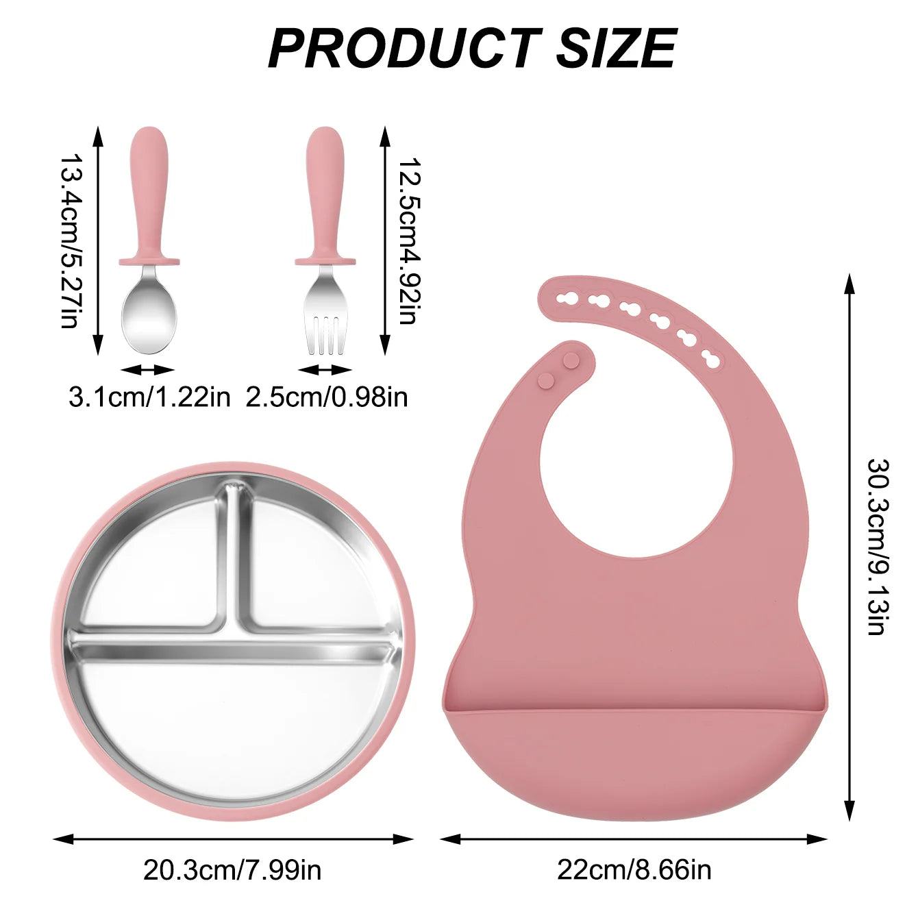 Stainless Steel Silicone Baby Feeding Set - 4 Piece BPA-Free Tableware