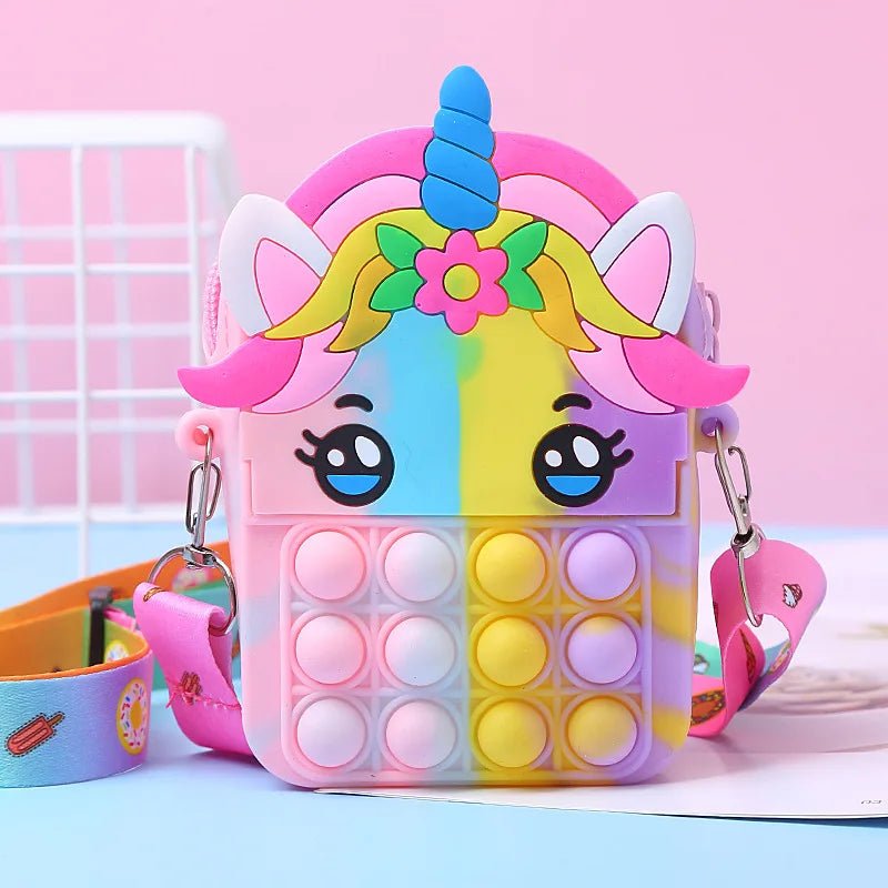 Kawaii Unicorn Crossbody Fidget Bag - Push Bubble Coin Purse