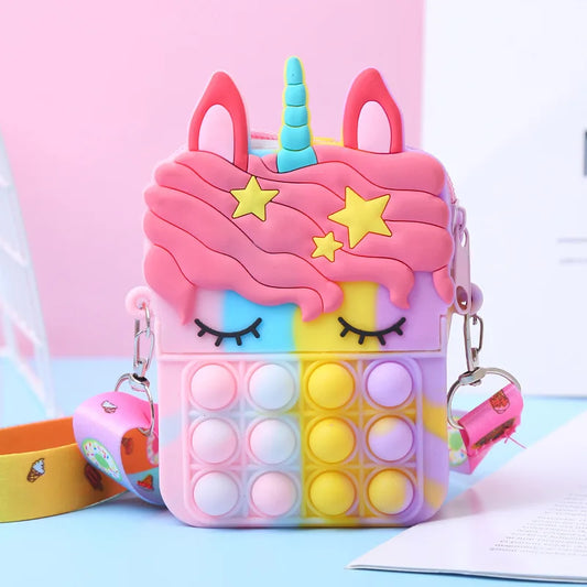 Kawaii Unicorn Crossbody Fidget Bag - Push Bubble Coin Purse