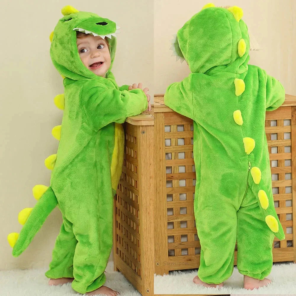 Winter Lion Kigurumi Baby Romper with Hooded Design