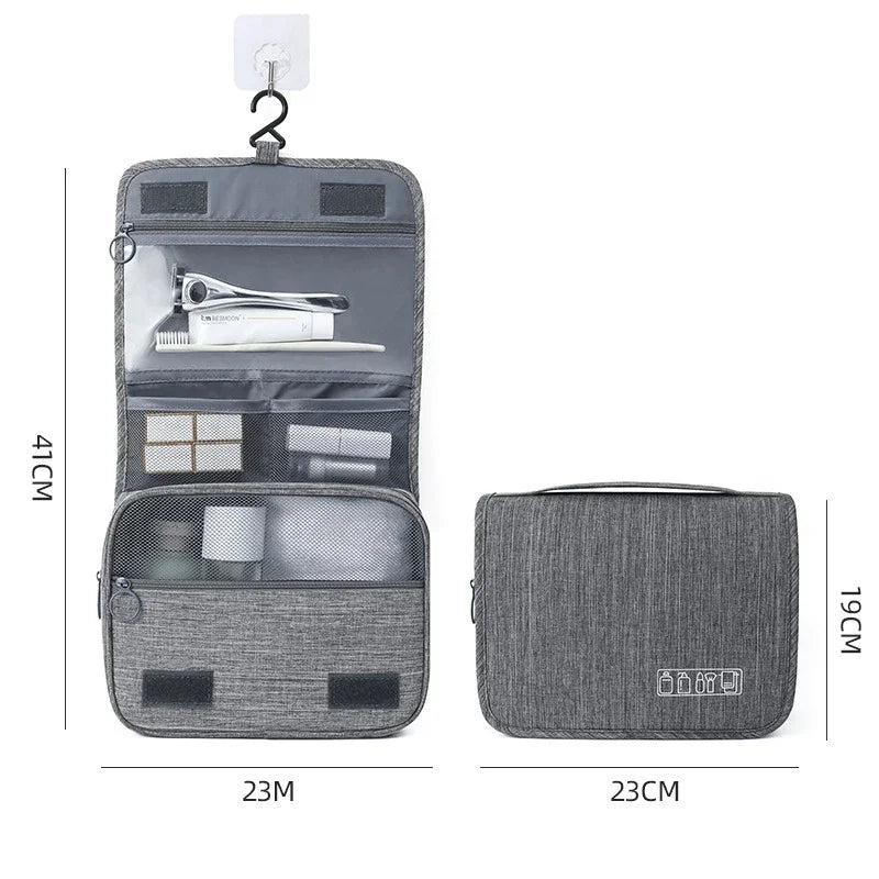 Oxford Fabric Travel Toiletry Bag - Waterproof Hanging Wash Pouch