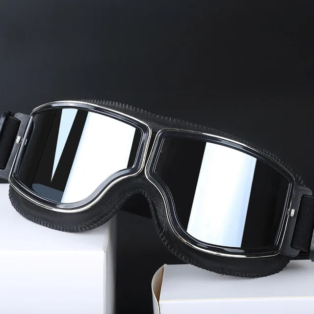 Retro Windproof Motorcycle Helmet Glasses - Brown