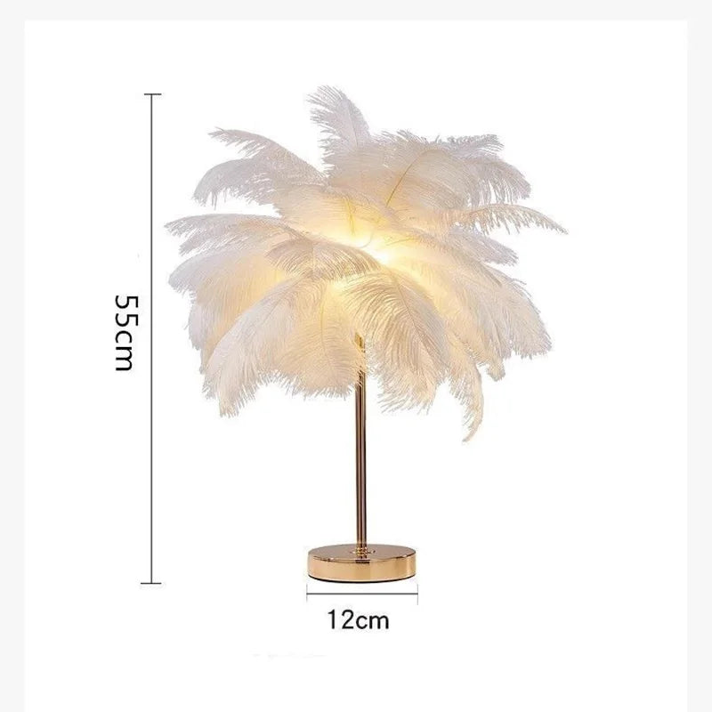 Nordic Ostrich Feather Floor Lamp with LED Lighting