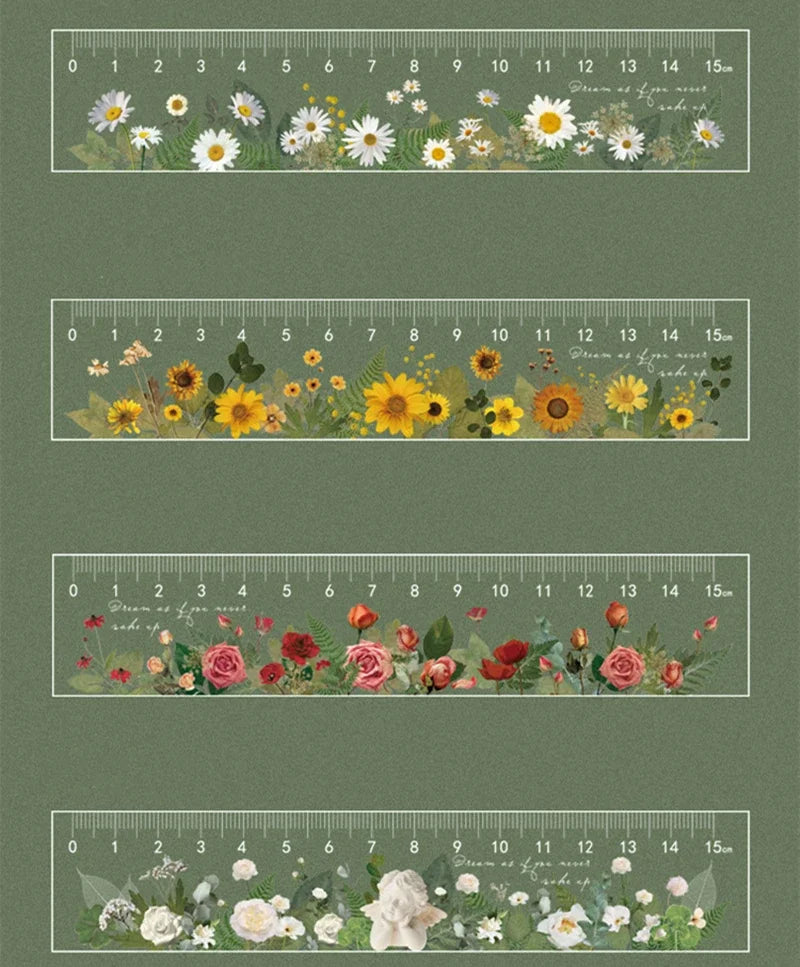 15cm Daisy Rose Student Ruler - Plastic Drawing Tool