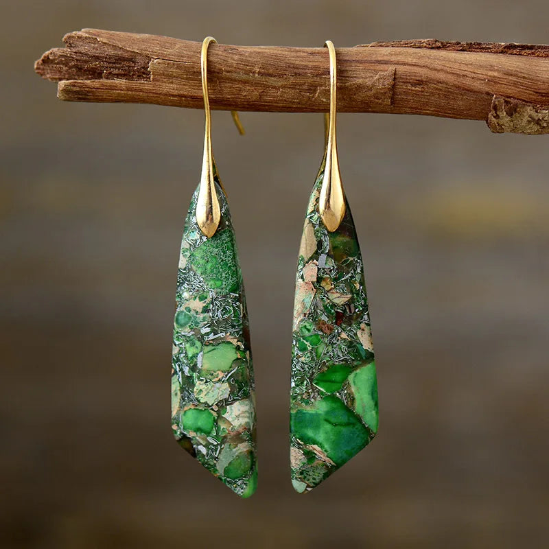 Bohemian Natural Stone Geometric Drop Earrings