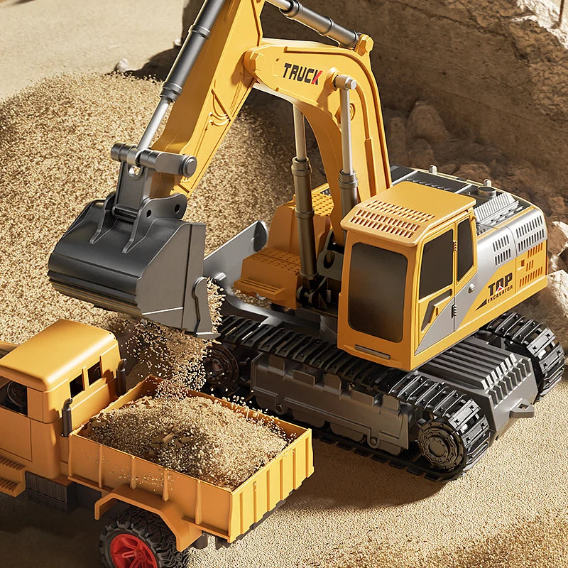Alloy RC Excavator Toy Car - Lights and Sound Engineering Vehicle