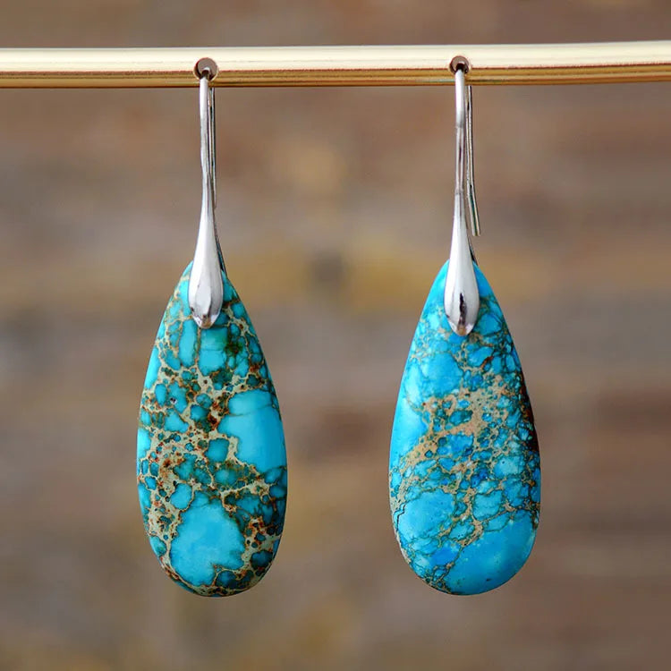 Bohemian Natural Stone Geometric Drop Earrings