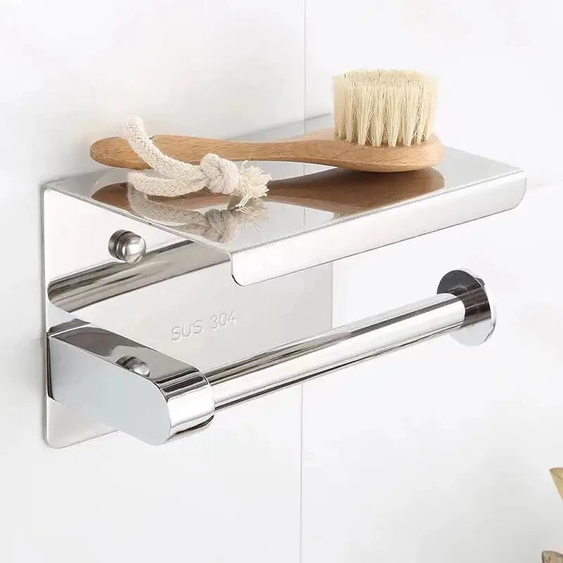 Stainless Steel No-Drill Bathroom Paper Holder