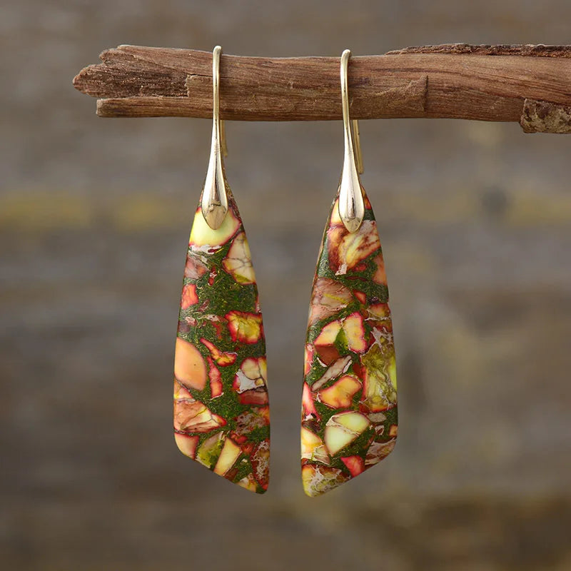Bohemian Natural Stone Geometric Drop Earrings