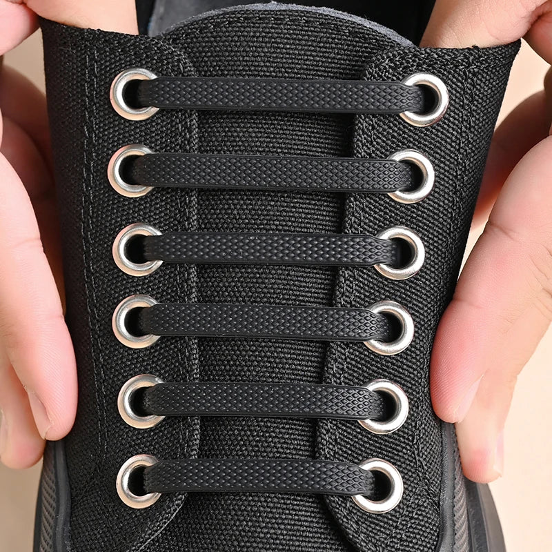 16 Piece Silicone No-Tie Shoelaces - Elastic Flat Lace Set