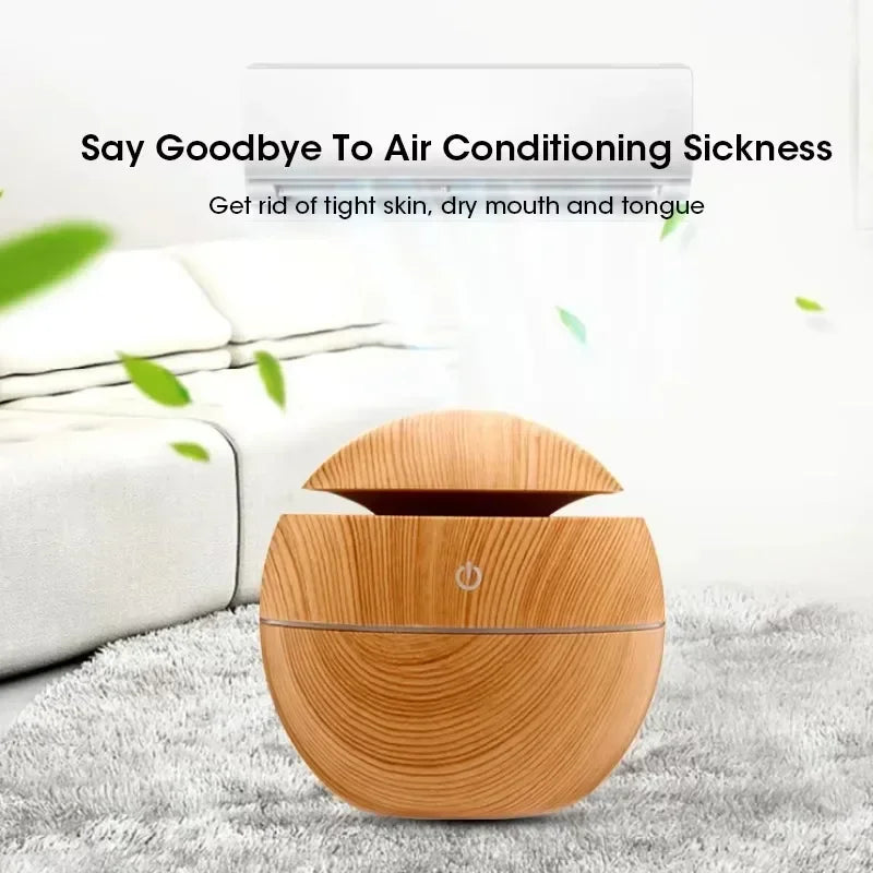 Mini Woodgrain USB Humidifier and Essential Oil Diffuser