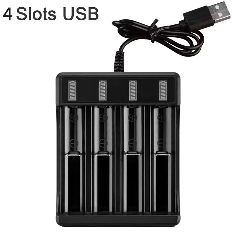 18650 Lithium Battery Charger - 1/2/4 Slot USB Charging Dock