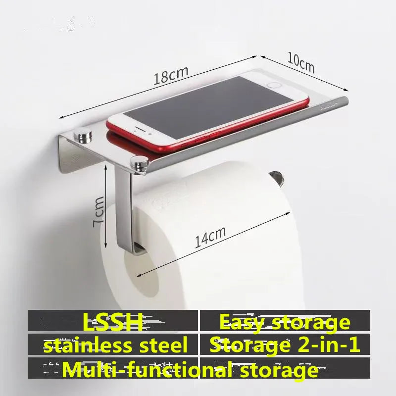 Stainless Steel No-Drill Bathroom Paper Holder