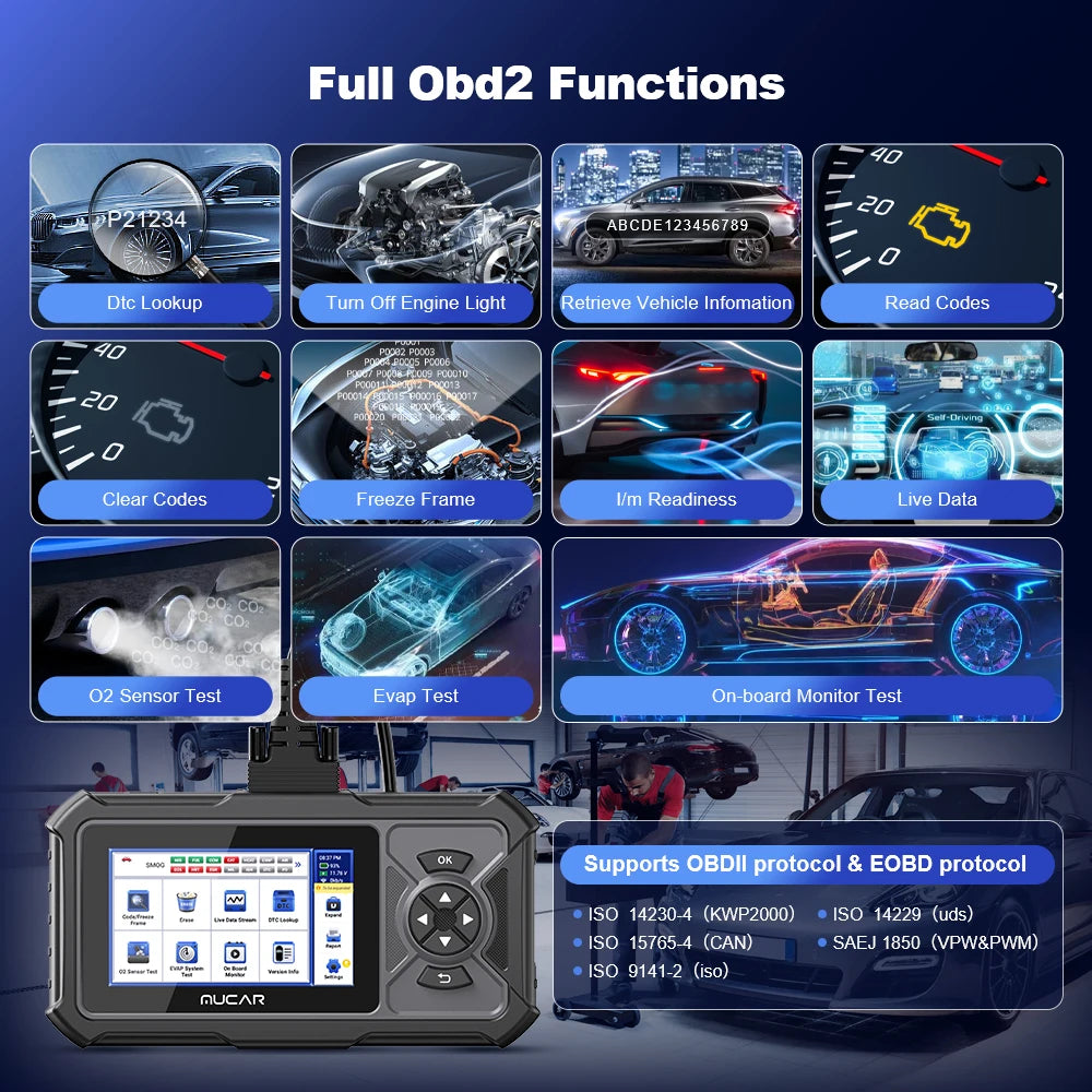 MUCAR CDE900 Pro OBD2 Scanner - 5-Inch Full System Code Reader