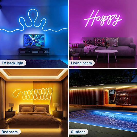 5V RGBIC Waterproof Neon Strip Light with Bluetooth Remote Control