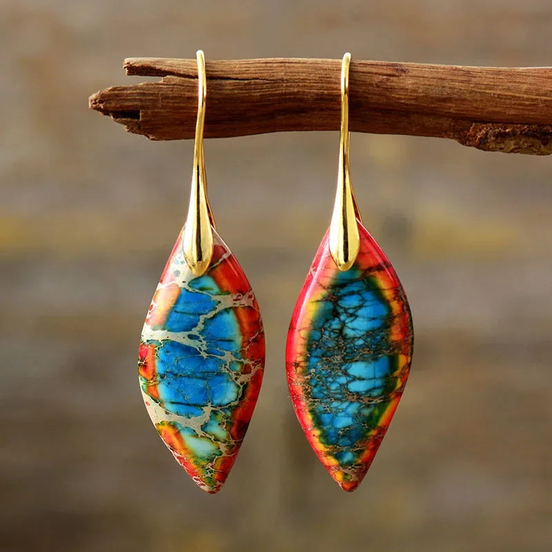 Bohemian Natural Stone Geometric Drop Earrings