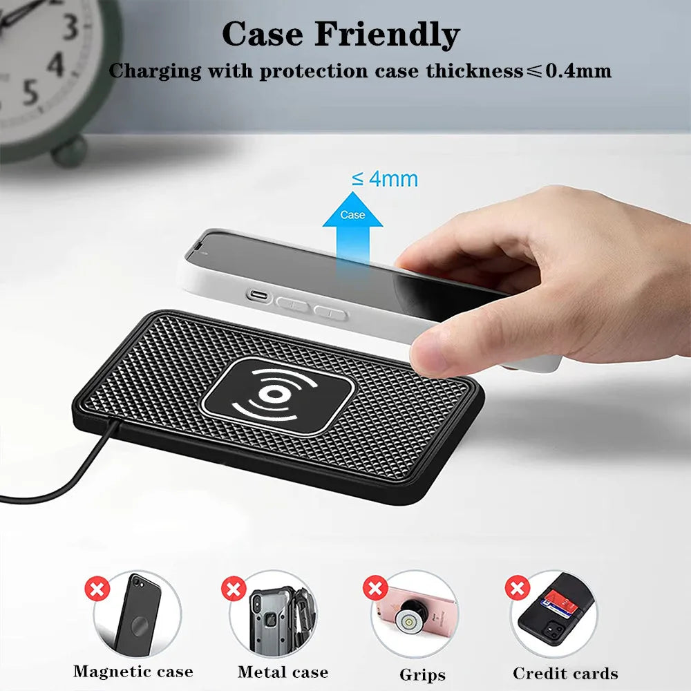 15W Wireless Car Charger Pad Stand for iPhone and Samsung
