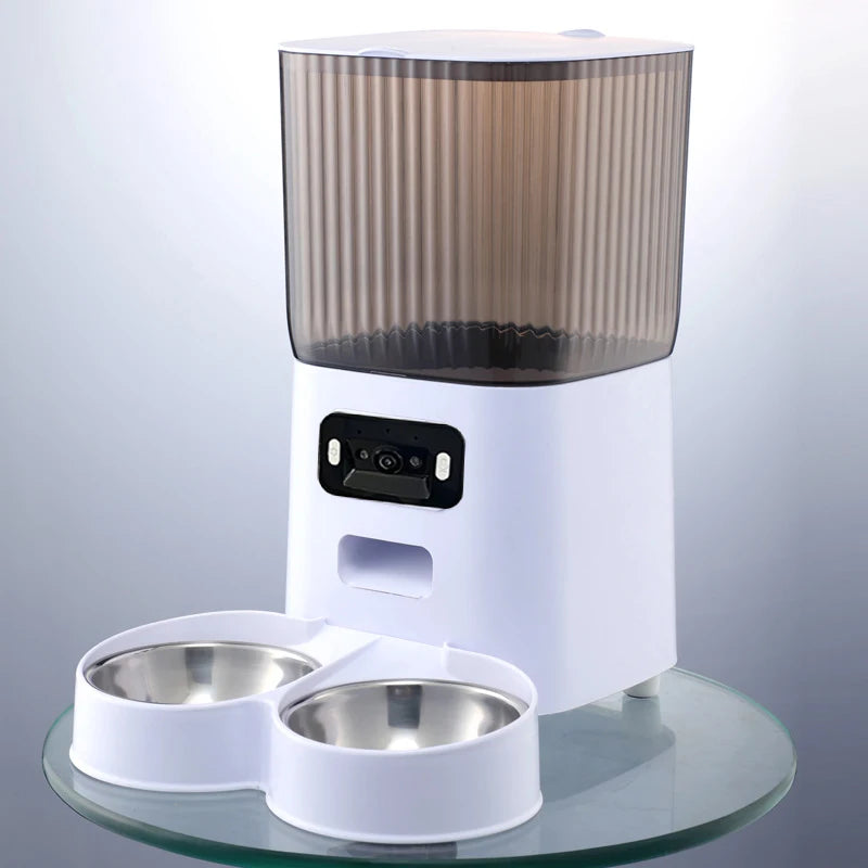 5L Smart Automatic Pet Feeder with Camera and Double Bowls