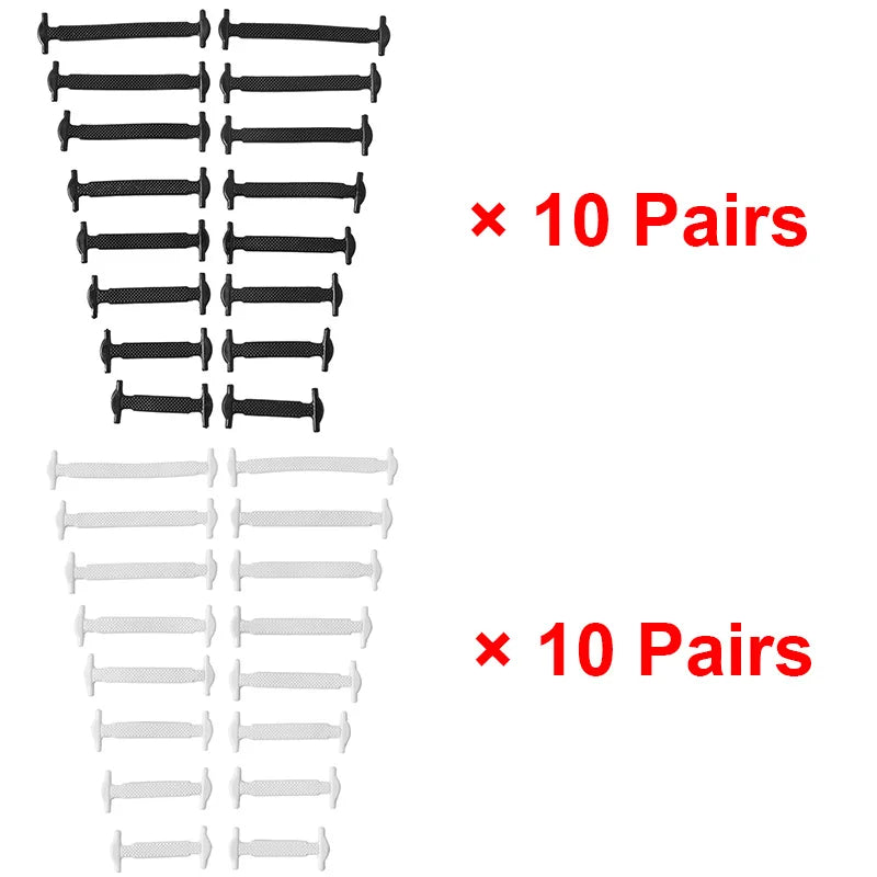 16 Piece Silicone No-Tie Shoelaces - Elastic Flat Lace Set