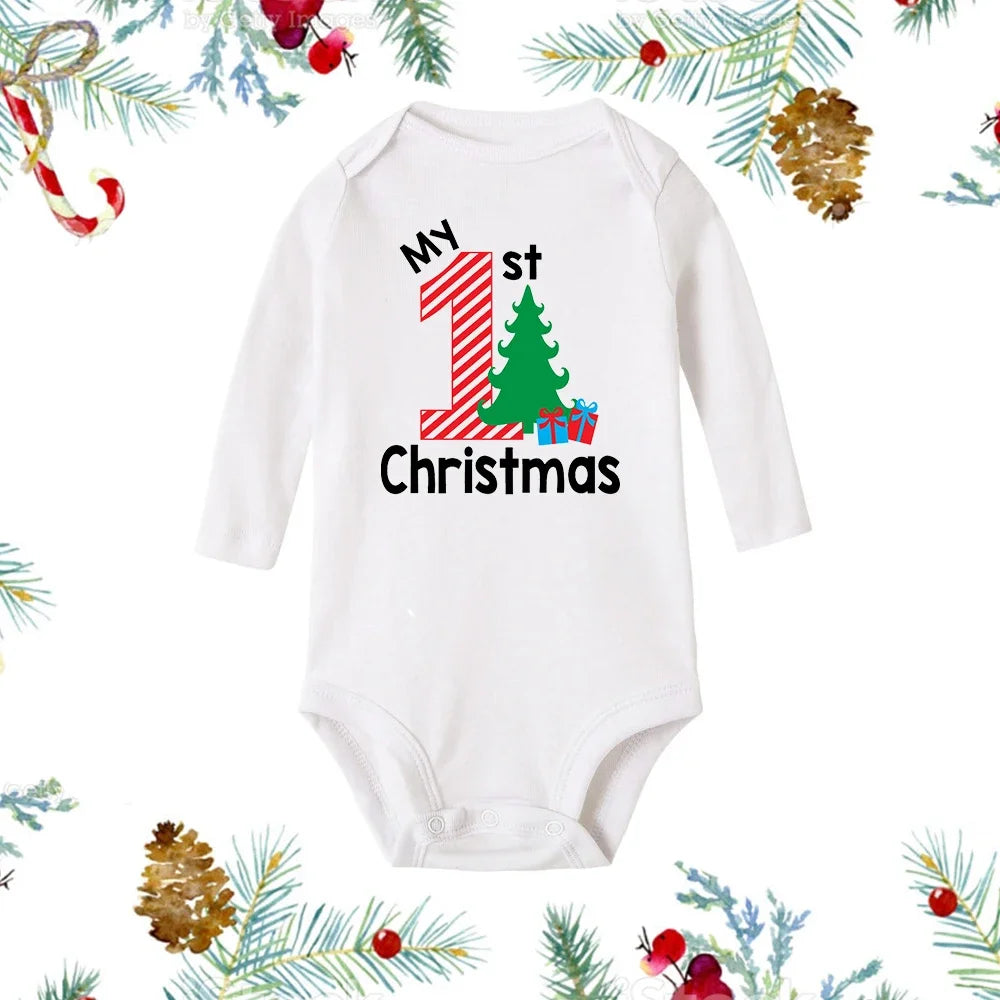 My First Christmas Baby Romper - Snowman Long Sleeve Bodysuit