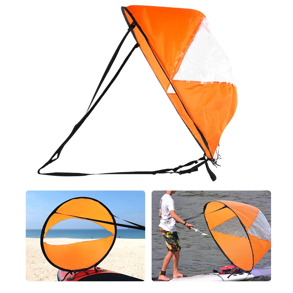 Foldable Transparent Kayak and Canoe Sail with Wind Paddle Design